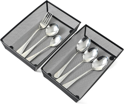 3 Pack Mesh Flatware Drawer Organizer for Kitchen/Office/Home Tools,Spoon Knife Fork Organizers Box Utensil Tabletop Storage Tray (12 x 6 x 2 Inch)