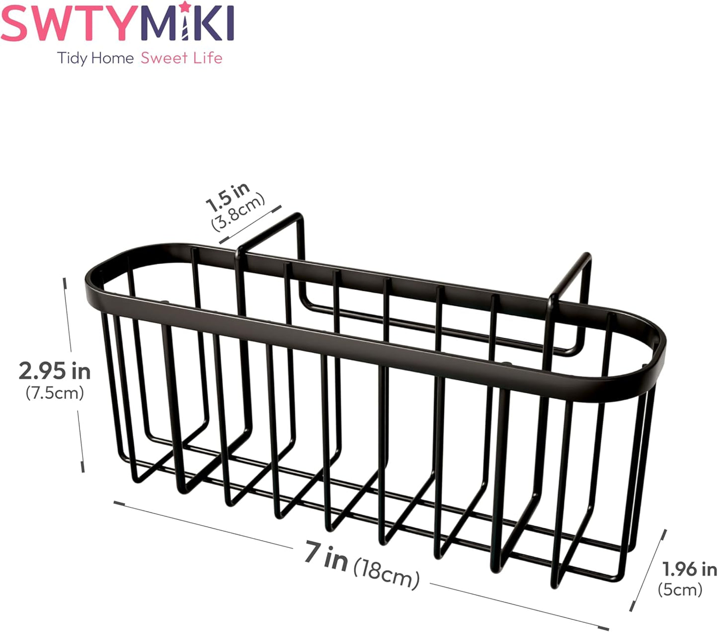 SWTYMIKI Sponge Holder for Kitchen Sink, Movable Kitchen Sink Caddy with Compact Size Rustproof and Waterproof Hanging Sponge Caddy for Double Bowl Sinks, Silver