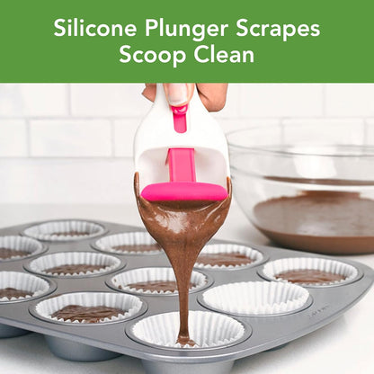 Cupcake Scoop Batter Dispenser for Cupcakes Muffins Pancakes & Cookie Dough, Easy to Clean Batter Scoop Slide Dispenses Quicker for Even Size Baked Goods Kitchen Gadget, Deep Indigo