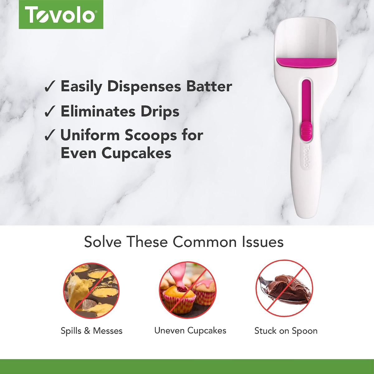 Cupcake Scoop Batter Dispenser for Cupcakes Muffins Pancakes & Cookie Dough, Easy to Clean Batter Scoop Slide Dispenses Quicker for Even Size Baked Goods Kitchen Gadget, Deep Indigo