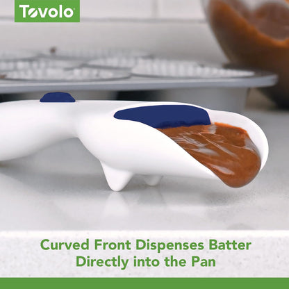 Cupcake Scoop Batter Dispenser for Cupcakes Muffins Pancakes & Cookie Dough, Easy to Clean Batter Scoop Slide Dispenses Quicker for Even Size Baked Goods Kitchen Gadget, Deep Indigo