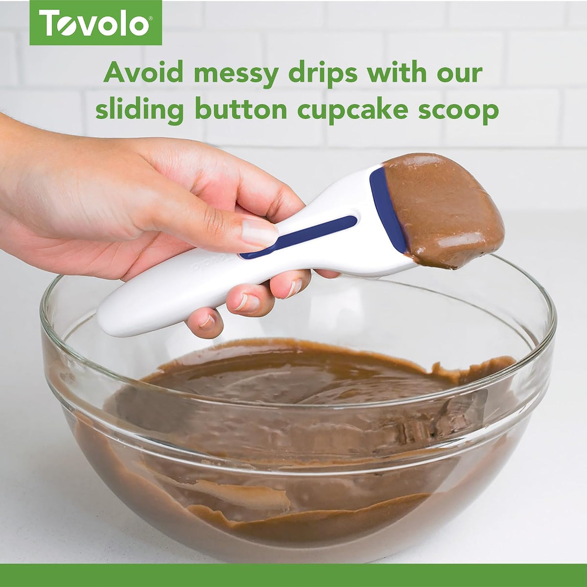 Cupcake Scoop Batter Dispenser for Cupcakes Muffins Pancakes & Cookie Dough, Easy to Clean Batter Scoop Slide Dispenses Quicker for Even Size Baked Goods Kitchen Gadget, Deep Indigo