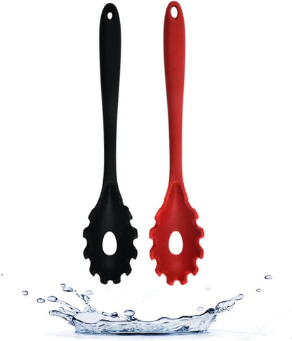 Silicone Pasta Fork (11.2"), 2-Pack Spaghetti Server Spoon Heat Resistant 600°F, Food Grade Pasta Spoon, BPA Free, Noodle Spoons. (Silicone)