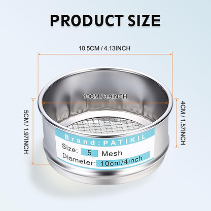 325 Mesh(0.045mm) Lab Sieve, 3.9"(10cm) Diameter Sifting Screen 304 Stainless Steel Wire Cloth Fine Mesh Sieve for Industrial Laboratory Home Soil Sifter Dry Sift Screens Hash - Colors B