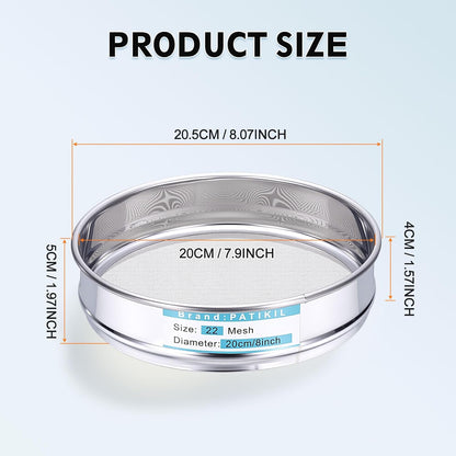 325 Mesh(0.045mm) Lab Sieve, 3.9"(10cm) Diameter Sifting Screen 304 Stainless Steel Wire Cloth Fine Mesh Sieve for Industrial Laboratory Home Soil Sifter Dry Sift Screens Hash - Colors B