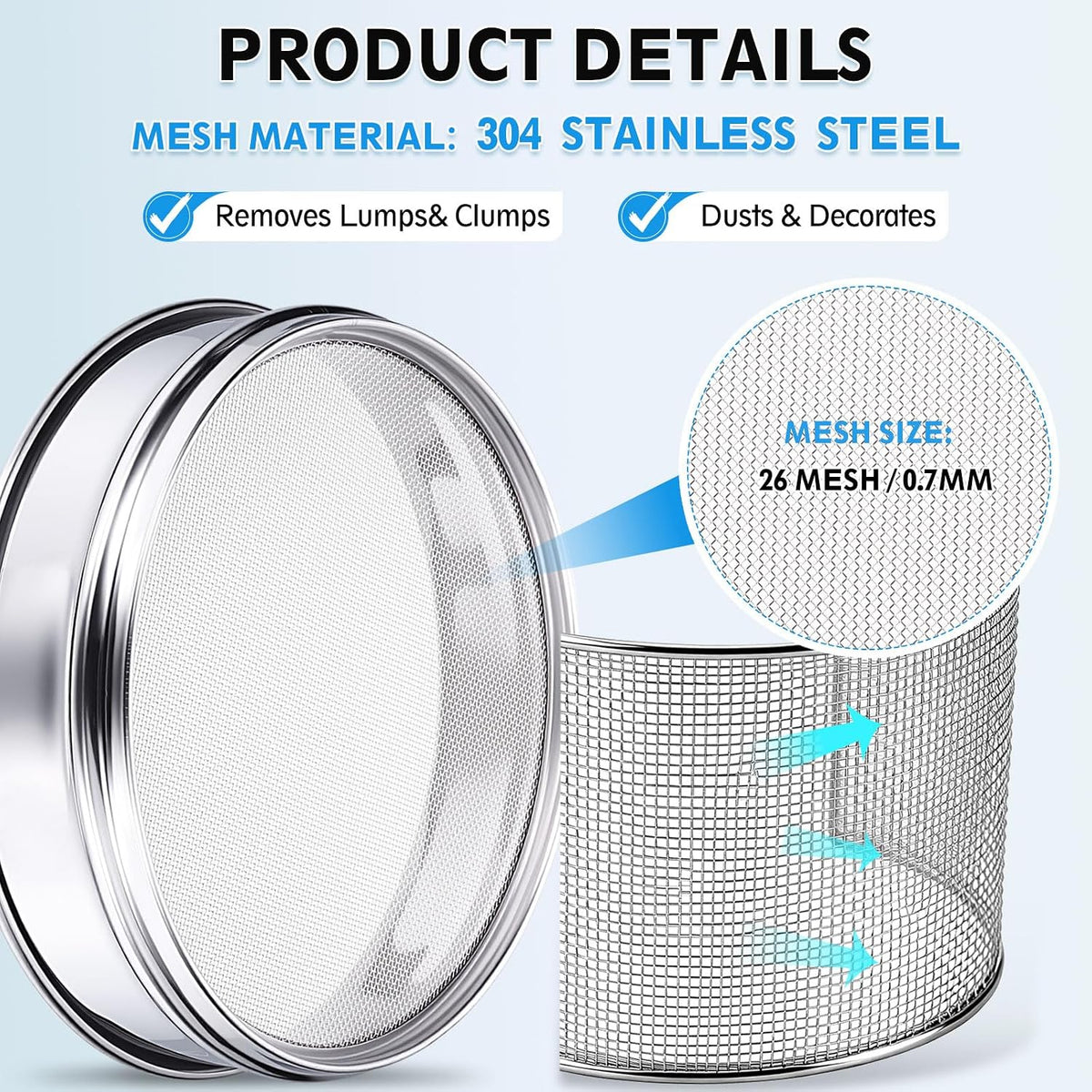 325 Mesh(0.045mm) Lab Sieve, 3.9"(10cm) Diameter Sifting Screen 304 Stainless Steel Wire Cloth Fine Mesh Sieve for Industrial Laboratory Home Soil Sifter Dry Sift Screens Hash - Colors B