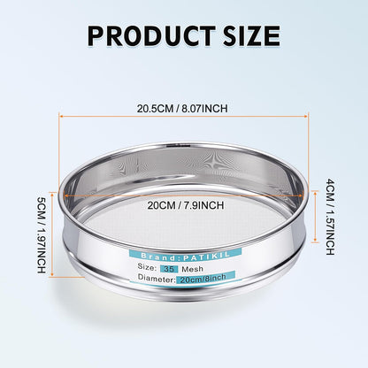325 Mesh(0.045mm) Lab Sieve, 3.9"(10cm) Diameter Sifting Screen 304 Stainless Steel Wire Cloth Fine Mesh Sieve for Industrial Laboratory Home Soil Sifter Dry Sift Screens Hash - Colors B