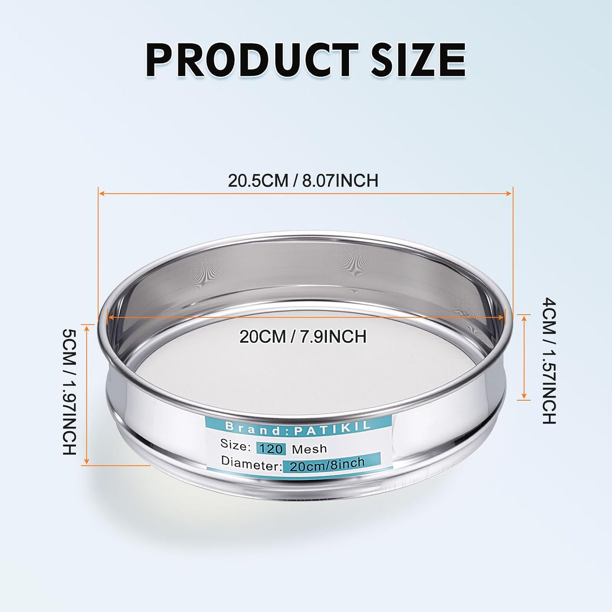 325 Mesh(0.045mm) Lab Sieve, 3.9"(10cm) Diameter Sifting Screen 304 Stainless Steel Wire Cloth Fine Mesh Sieve for Industrial Laboratory Home Soil Sifter Dry Sift Screens Hash - Colors B