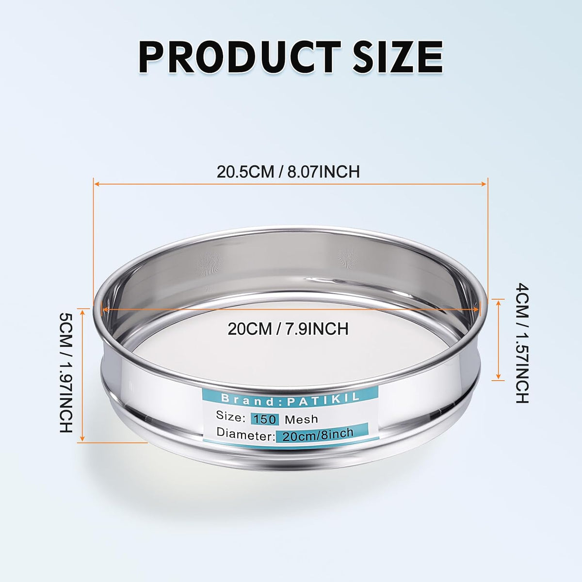 325 Mesh(0.045mm) Lab Sieve, 3.9"(10cm) Diameter Sifting Screen 304 Stainless Steel Wire Cloth Fine Mesh Sieve for Industrial Laboratory Home Soil Sifter Dry Sift Screens Hash - Colors B