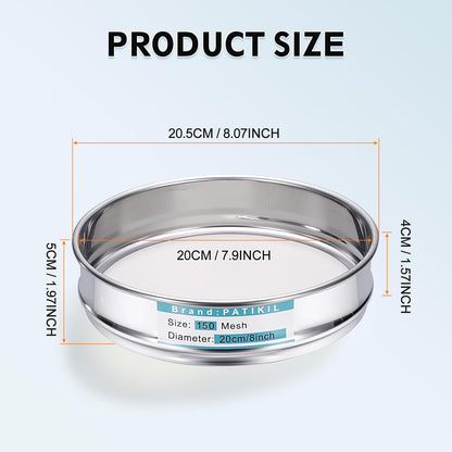 325 Mesh(0.045mm) Lab Sieve, 3.9"(10cm) Diameter Sifting Screen 304 Stainless Steel Wire Cloth Fine Mesh Sieve for Industrial Laboratory Home Soil Sifter Dry Sift Screens Hash - Colors B
