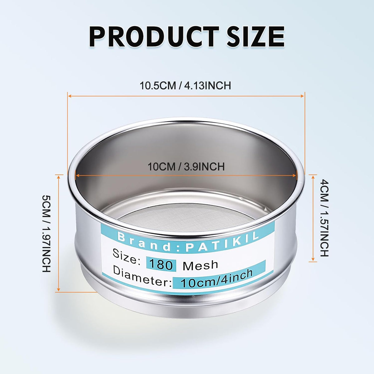 325 Mesh(0.045mm) Lab Sieve, 3.9"(10cm) Diameter Sifting Screen 304 Stainless Steel Wire Cloth Fine Mesh Sieve for Industrial Laboratory Home Soil Sifter Dry Sift Screens Hash - Colors B