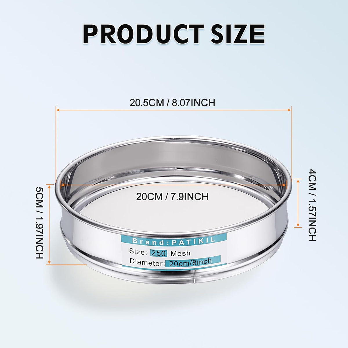325 Mesh(0.045mm) Lab Sieve, 3.9"(10cm) Diameter Sifting Screen 304 Stainless Steel Wire Cloth Fine Mesh Sieve for Industrial Laboratory Home Soil Sifter Dry Sift Screens Hash - Colors B