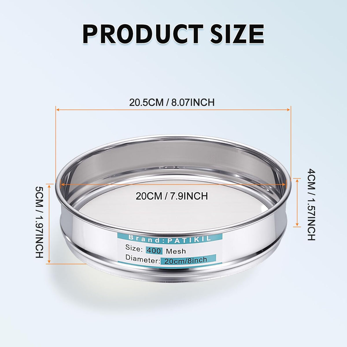 325 Mesh(0.045mm) Lab Sieve, 3.9"(10cm) Diameter Sifting Screen 304 Stainless Steel Wire Cloth Fine Mesh Sieve for Industrial Laboratory Home Soil Sifter Dry Sift Screens Hash - Colors B