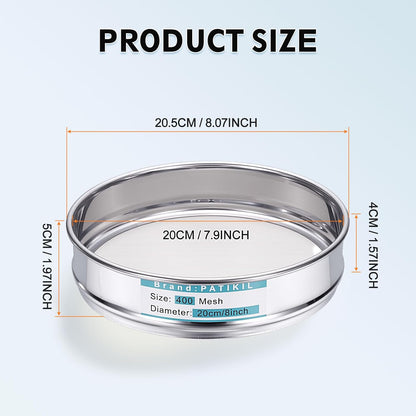 325 Mesh(0.045mm) Lab Sieve, 3.9"(10cm) Diameter Sifting Screen 304 Stainless Steel Wire Cloth Fine Mesh Sieve for Industrial Laboratory Home Soil Sifter Dry Sift Screens Hash - Colors B