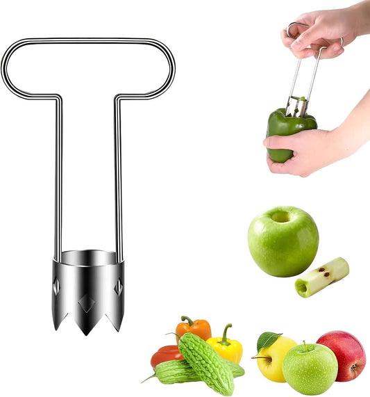 Pepper Corer Seed Remover Tool, 2026 Upgraded Stainless Steel Fruite Corer, Reusable Washable Fruite Cutter Pepper Seed Remover, For Vegetables Fruit Kitchen Gadget (A1)