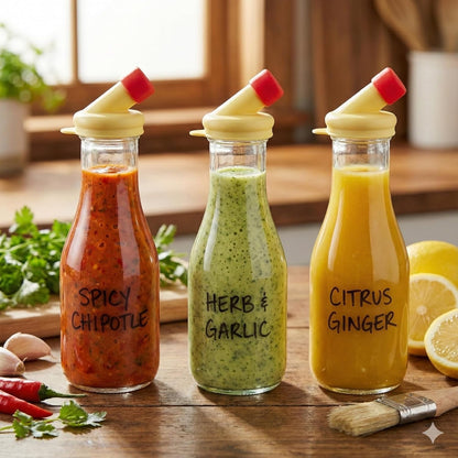 2 Pack – 32oz Salad Dressing Shaker Bottles – Tall Glass Salad Dressing Dispenser Containers with Tamper-Proof Lids for Marinades, Oils, and Sauces