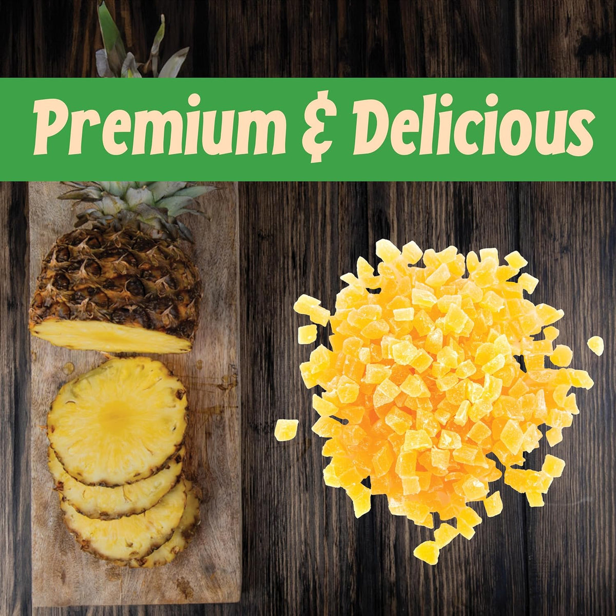 Diced Pineapple (1 LB)-The Perfect Healthy Snack - Vegan, Gluten-Free and Kosher Superfood - Dried Fruit for Yogurts, Trail Mix, and More-Tasty Cooking Staple for Your Favorite Dishes