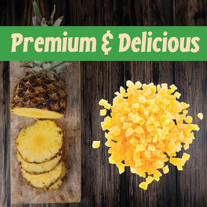 Diced Pineapple (1 LB)-The Perfect Healthy Snack - Vegan, Gluten-Free and Kosher Superfood - Dried Fruit for Yogurts, Trail Mix, and More-Tasty Cooking Staple for Your Favorite Dishes