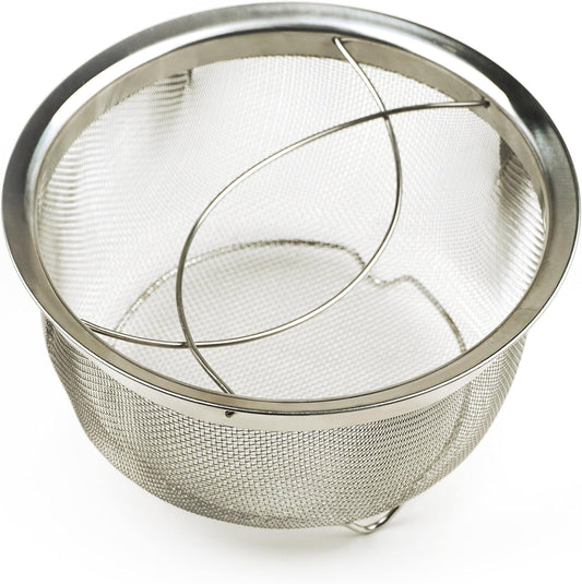 Mesh Colander Strainer Basket with Folding Handles, 3 Quarts | For Pasta, Frying, & Salads | Dishwasher Safe | Use in Pressure Cookers | Steaming, Draining & Rinsing