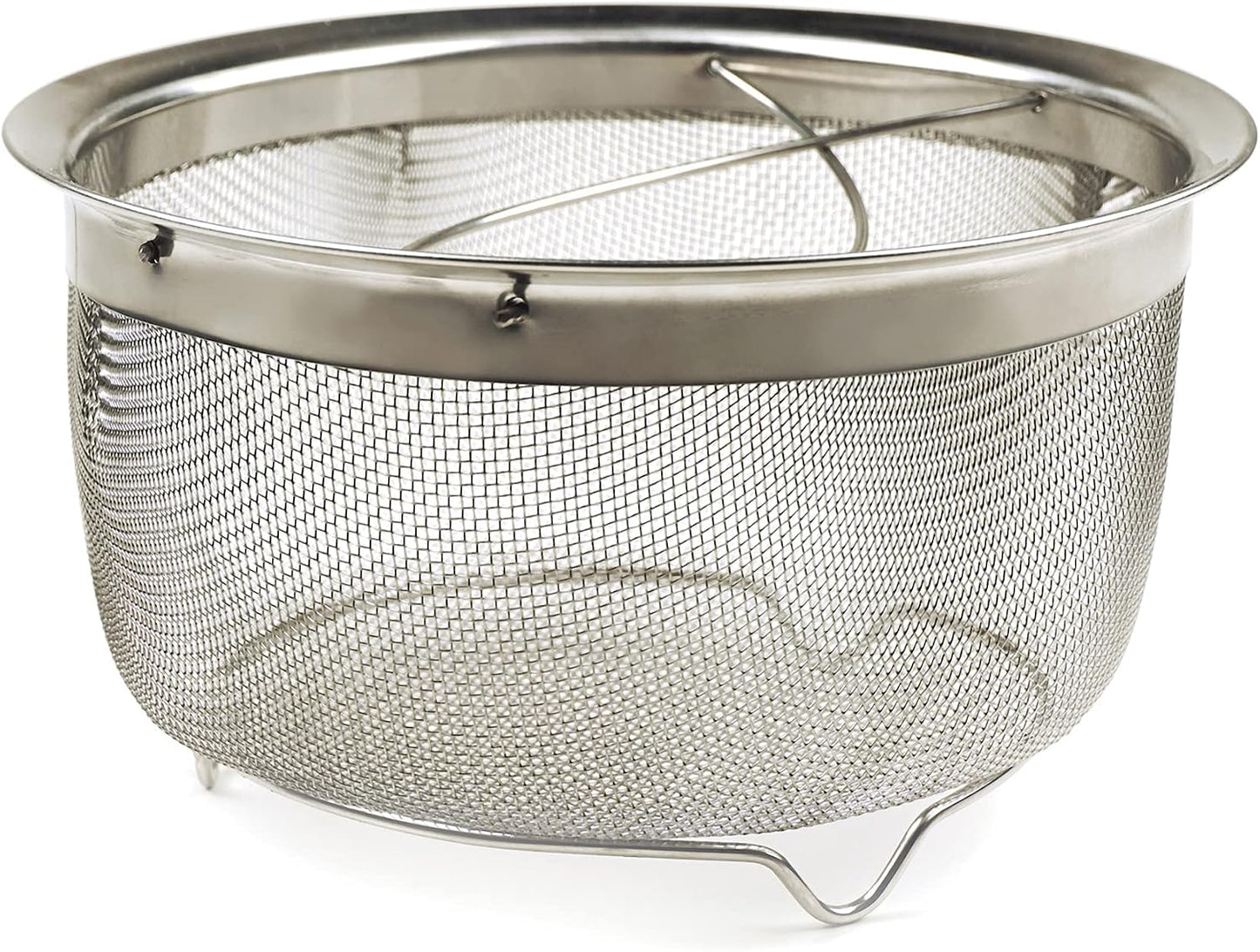 Mesh Colander Strainer Basket with Folding Handles, 3 Quarts | For Pasta, Frying, & Salads | Dishwasher Safe | Use in Pressure Cookers | Steaming, Draining & Rinsing