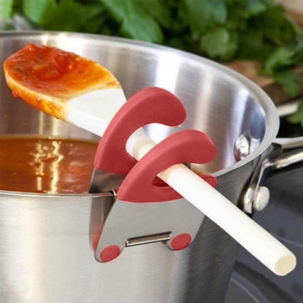 1 Pack Stainless Steel Pot Side Clamp, Hot Spoon Holder, Kitchenware Support Rack, Convenient Kitchen Cooking Organization Tool