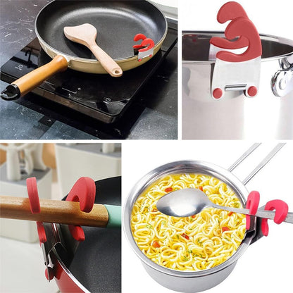 1 Pack Stainless Steel Pot Side Clamp, Hot Spoon Holder, Kitchenware Support Rack, Convenient Kitchen Cooking Organization Tool