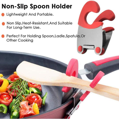 1 Pack Stainless Steel Pot Side Clamp, Hot Spoon Holder, Kitchenware Support Rack, Convenient Kitchen Cooking Organization Tool