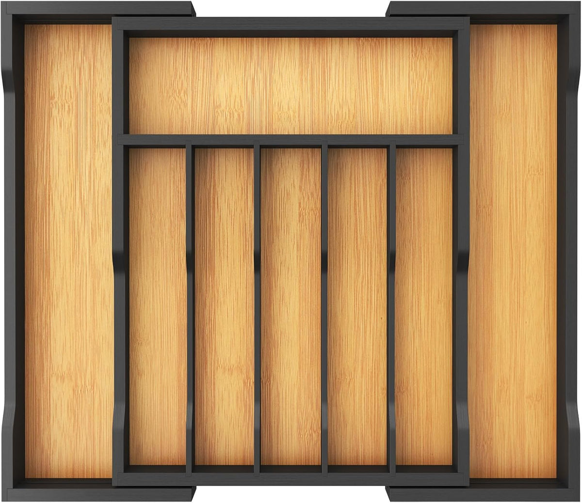 Silverware Drawer Organizer, Expandable Utensil Tray for Kitchen, Flatware and Cutlery Holder, Wood Adjustable Storage for Spoons Forks Knives, 13-22x15/ 33-56x38cm, Natural