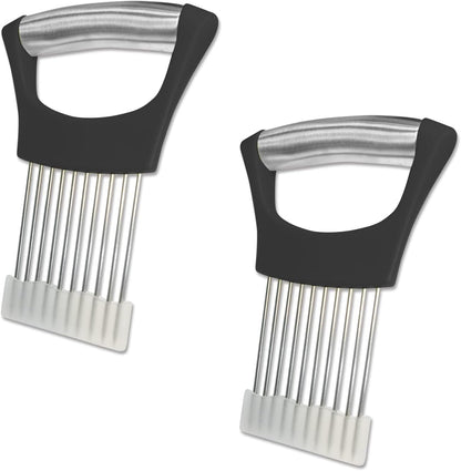 2-PCS Onion Holder for Slicing, Veggie Chopper/Meat Tenderizer, Black