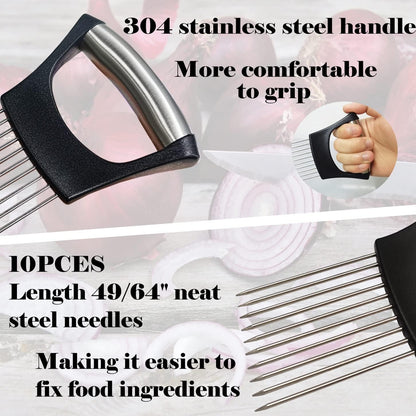 2-PCS Onion Holder for Slicing, Veggie Chopper/Meat Tenderizer, Black