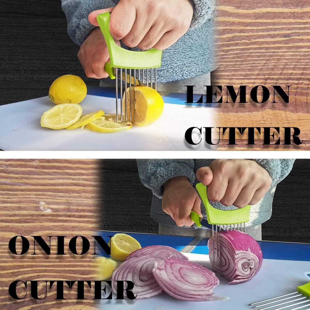 2-PCS Onion Holder for Slicing, Veggie Chopper/Meat Tenderizer, Black