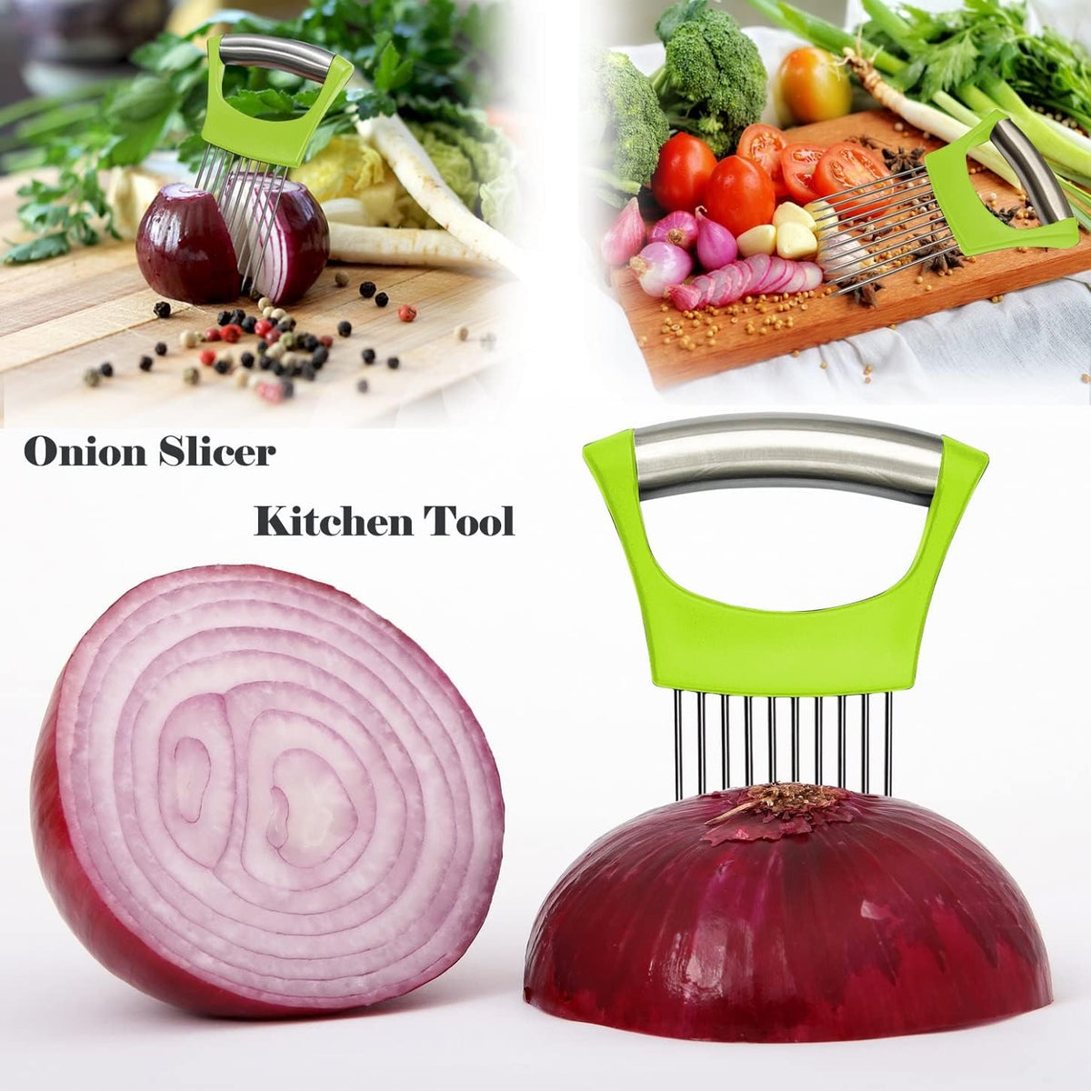 2-PCS Onion Holder for Slicing, Veggie Chopper/Meat Tenderizer, Black