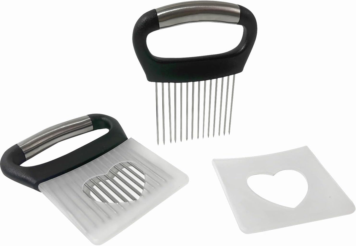 2-PCS Onion Holder for Slicing, Veggie Chopper/Meat Tenderizer, Black