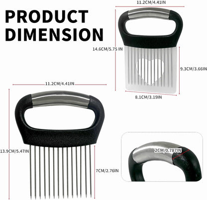 2-PCS Onion Holder for Slicing, Veggie Chopper/Meat Tenderizer, Black