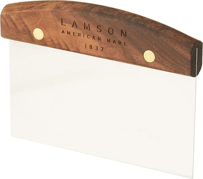 Lamson Bench Scraper, High Carbon Steel Dough Cutter, Walnut, 3 x 6 In