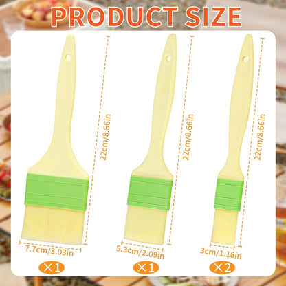 Natural Bristle Pastry Brush Set - 4pcs Wool Basting Brushes with Plastic Handles for Baking BBQ and Cooking