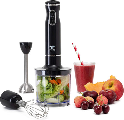 Hand Blender With Egg Whisk & Chopper, Powerful 300 Watt - Stick Blender, Hand Mixer Set Stainless Steel Shaft & Blades, White Handheld Blender With Ergonomic Handle