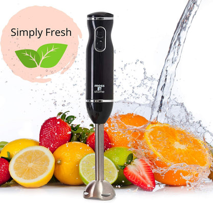 Hand Blender With Egg Whisk & Chopper, Powerful 300 Watt - Stick Blender, Hand Mixer Set Stainless Steel Shaft & Blades, White Handheld Blender With Ergonomic Handle