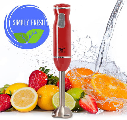 Hand Blender With Egg Whisk & Chopper, Powerful 300 Watt - Stick Blender, Hand Mixer Set Stainless Steel Shaft & Blades, White Handheld Blender With Ergonomic Handle