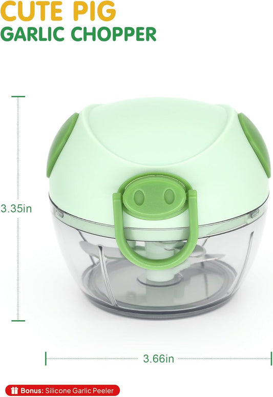 Manual Food Chopper - Hand Pull String Vegetable Dicer | Versatile Mini Processor: Perfect onion chopper and dicer for garlic, salad, salsa, pesto, hummus, nuts, and baby food