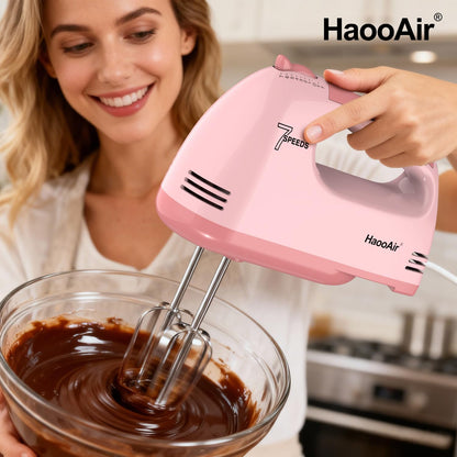 Electric Handheld Mixer, 7-Speed Adjustable Kitchen Mixer, 5 Stainless Steel Accessories (2 * Dough Hooks, 2 * Beaters, 1 * Whisk), Perfect for Kitchen and Baking Food Mixers, Blue