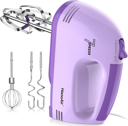 Electric Handheld Mixer, 7-Speed Adjustable Kitchen Mixer, 5 Stainless Steel Accessories (2 * Dough Hooks, 2 * Beaters, 1 * Whisk), Perfect for Kitchen and Baking Food Mixers, Blue