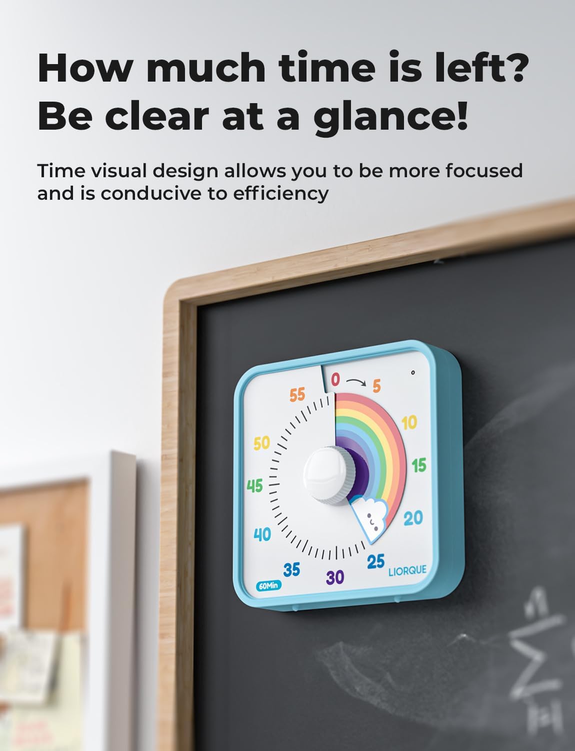 LIORQUE 7.5-Inch Large Visual Timer, 60-Minute Classroom Timer Magnetic | Non-Ticking, 3-level Volume, 3 Alarm Modes, Kids Countdown Timer for Classroom Kitchen Office ADHD, AA Batteries Included