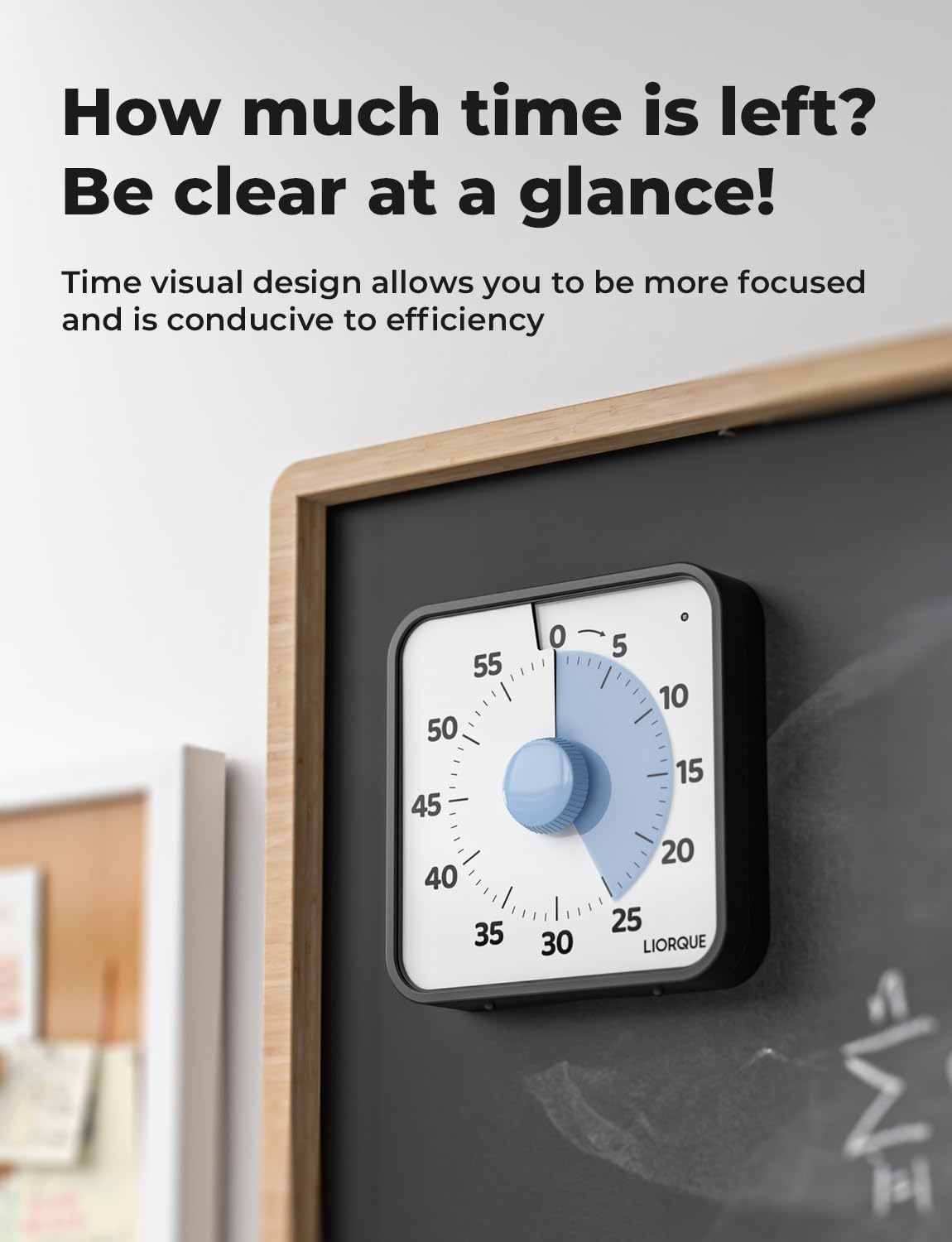 LIORQUE 7.5-Inch Large Visual Timer, 60-Minute Classroom Timer Magnetic | Non-Ticking, 3-level Volume, 3 Alarm Modes, Kids Countdown Timer for Classroom Kitchen Office ADHD, AA Batteries Included