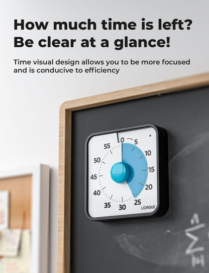 LIORQUE 7.5-Inch Large Visual Timer, 60-Minute Classroom Timer Magnetic | Non-Ticking, 3-level Volume, 3 Alarm Modes, Kids Countdown Timer for Classroom Kitchen Office ADHD, AA Batteries Included