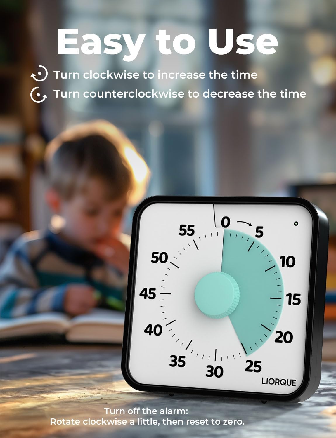 LIORQUE 7.5-Inch Large Visual Timer, 60-Minute Classroom Timer Magnetic | Non-Ticking, 3-level Volume, 3 Alarm Modes, Kids Countdown Timer for Classroom Kitchen Office ADHD, AA Batteries Included