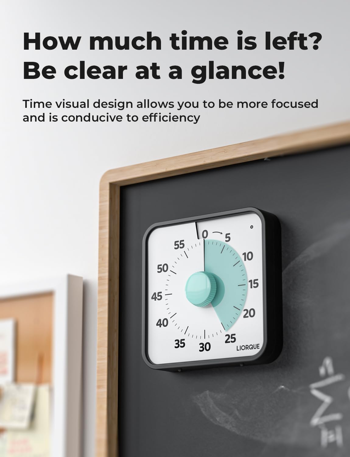 LIORQUE 7.5-Inch Large Visual Timer, 60-Minute Classroom Timer Magnetic | Non-Ticking, 3-level Volume, 3 Alarm Modes, Kids Countdown Timer for Classroom Kitchen Office ADHD, AA Batteries Included