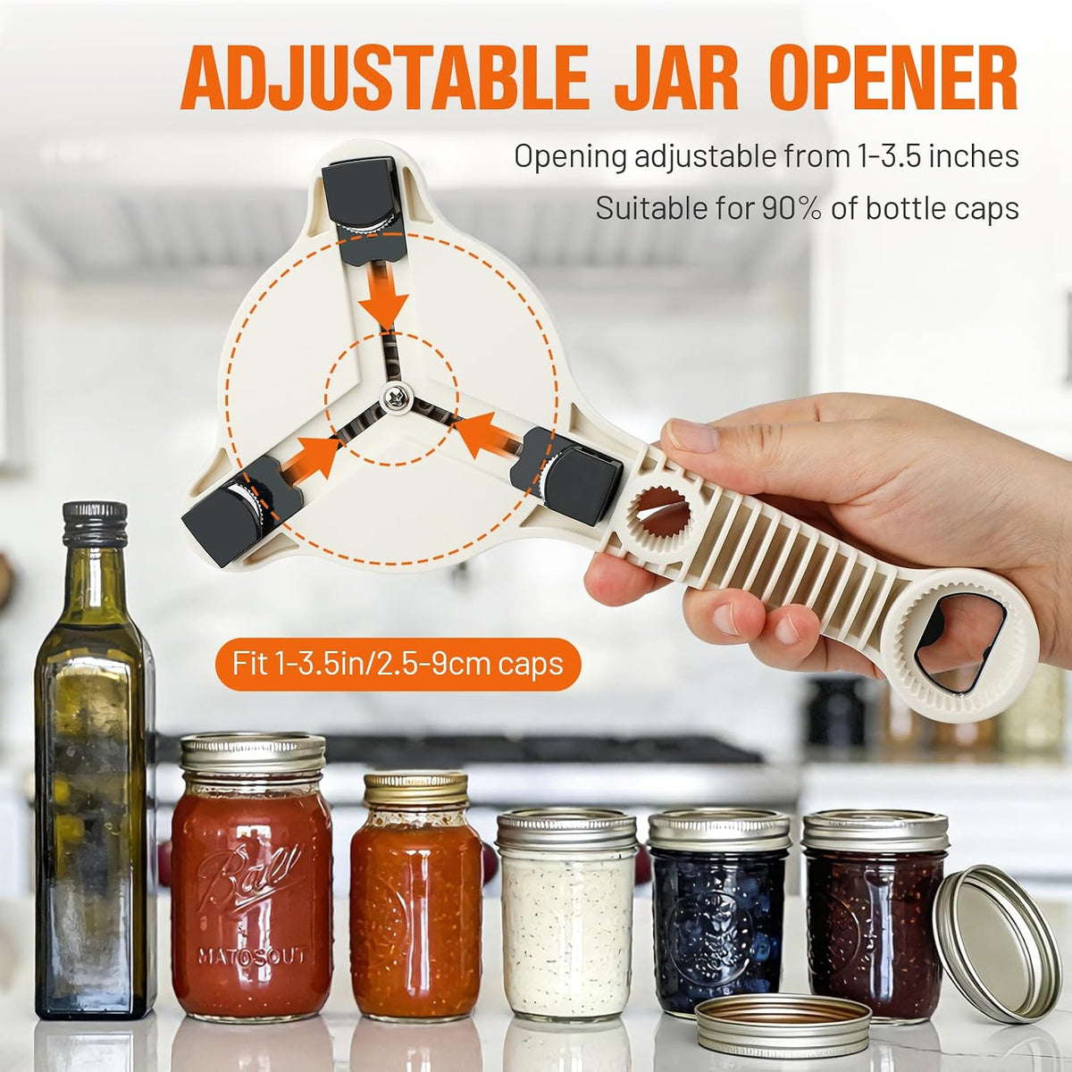 Multifunctional Retractable Bottle Opener, Jar Opener Bottle Opener