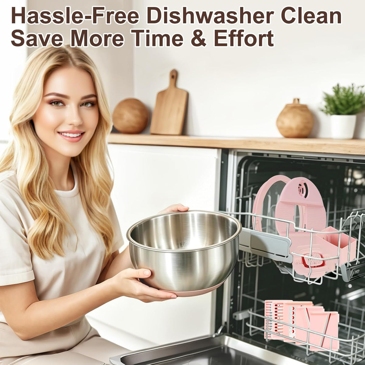 Stainless Steel Salad Spinner Large, Vegetables Fruits Wash Bowl with Strainer, Lettuce Spinner Dryer with 5 Blades Slicer, Egg Yolk Strainer, Shredder for Efficient Salad Preparation 5.3Qt