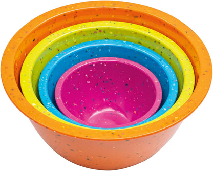 Confetti Melamine 4 Piece Nesting Mixing Bowls Set, Colorful Vibrant